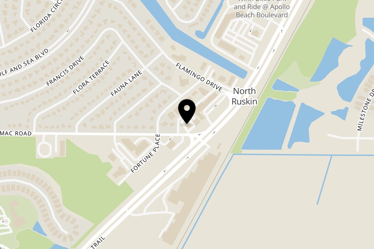 Map showing the location of Mi Viejo Latin Cafe’ & Catering on 6002 US-41 in Apollo Beach
